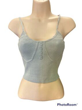 Iris Basic sage green cable knit bralette camisole NWT